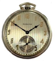 Hamilton, Lancaster, Pa. - An American 14ct gold open faced dress pocket watch,