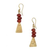 Guy Royle - A pair of 18ct gold cornelian ear pendants,