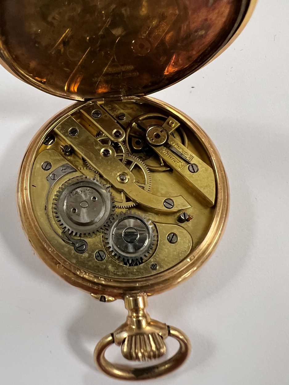 Unsigned - A Swiss 14ct gold open faced pocket watch, - Image 7 of 7