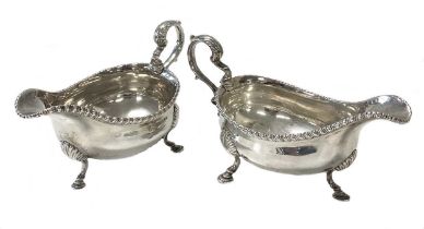 A pair of George III 18th century silver sauce boats,