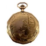 Unsigned - A Swiss 14ct gold hunter pocket watch,