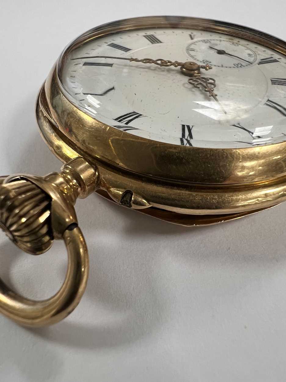 Unsigned - A Swiss 14ct gold open faced pocket watch, - Image 2 of 7