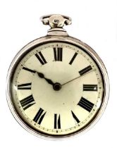 Unsigned - An early 19th century silver pair cased open faced pocket watch,