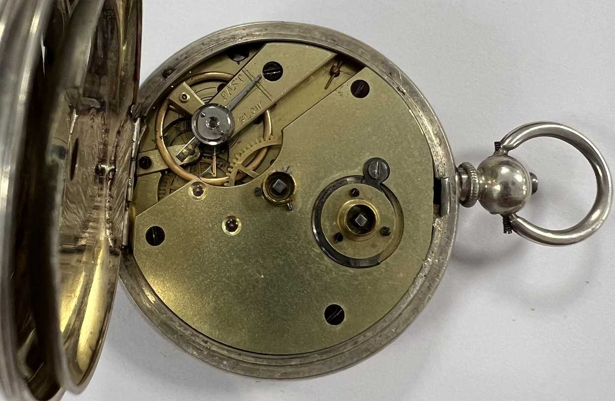 Unsigned - A Swiss silver 24 hour open faced pocket watch, - Image 6 of 6