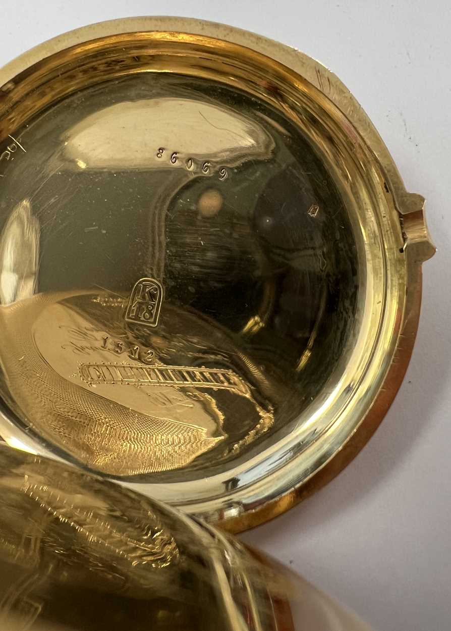 Unsigned - A Swiss 18ct gold hunter pocket watch - the case marked 'Patek & Cie., Genève', - Image 6 of 8