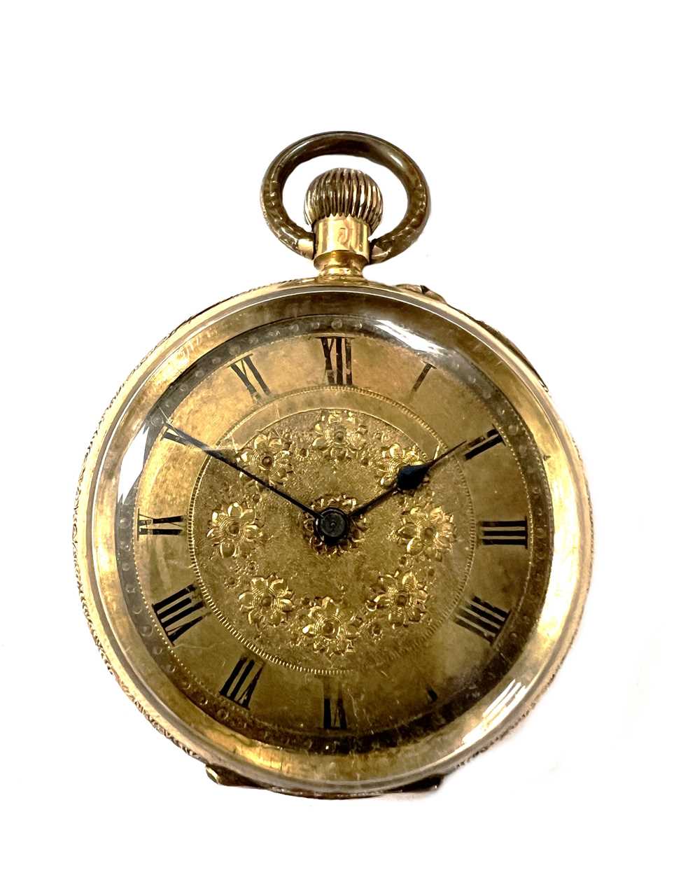 Unsigned - A Swiss 18ct gold open faced pocket watch,