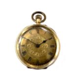 Unsigned - A Swiss 18ct gold open faced pocket watch,