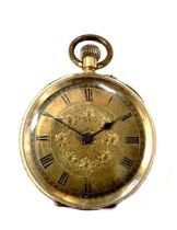 Unsigned - A Swiss 18ct gold open faced pocket watch,