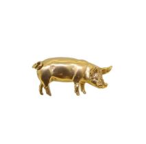 A 9ct gold pig brooch,