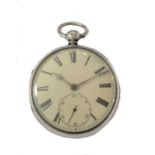 Joah. Tyas, Scissett, Huddersfield - A late 19th century silver open faced pocket watch with chain,