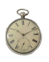 Joah. Tyas, Scissett, Huddersfield - A late 19th century silver open faced pocket watch with chain,