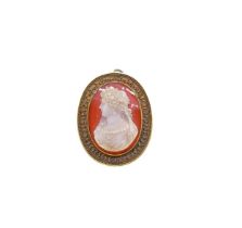 A hardstone cameo pendant/brooch,
