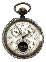 Unsigned - A calendar with moonphase open faced pocket watch,