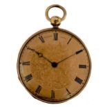 Vulliamy, London - A 19th century 18ct gold open faced pocket watch,