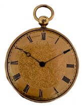 Vulliamy, London - A 19th century 18ct gold open faced pocket watch,