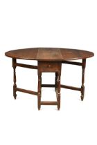 An elm and oak gate leg table, early 18th century,