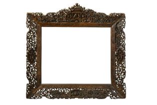 A Chinese export pierced and carved picture frame, Canton workshop, circa 1850,