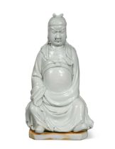 A Chinese Dehua porcelain figure of Guandi, 19th/20th century,