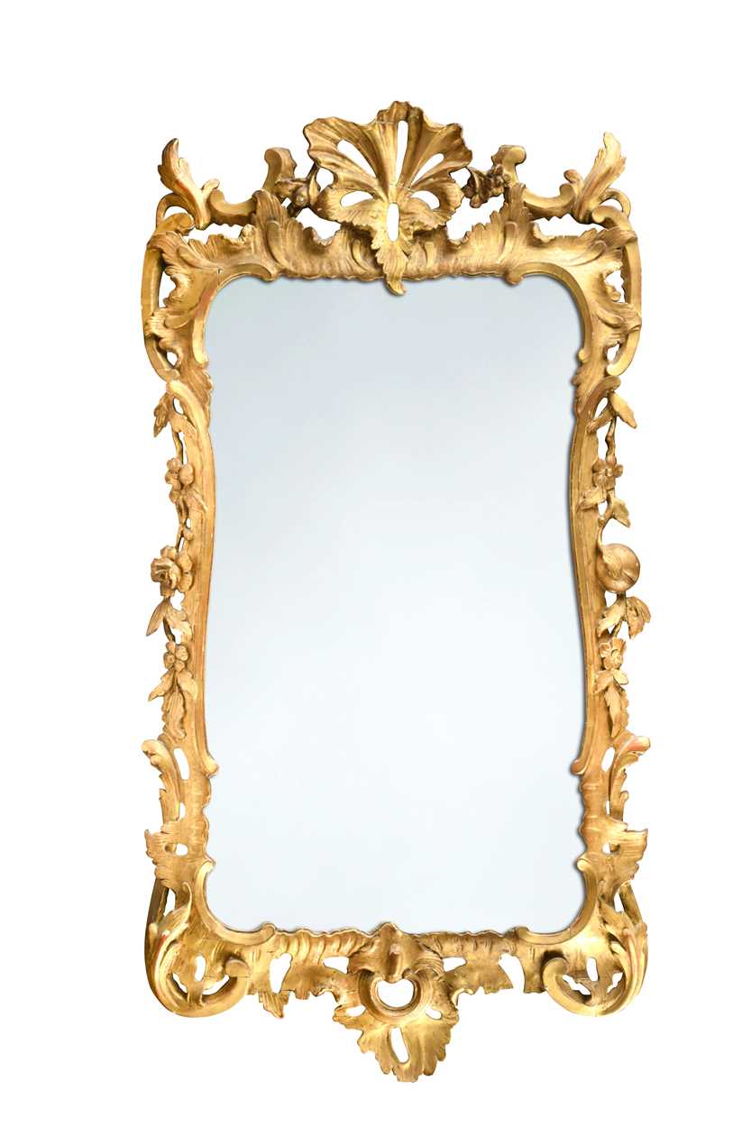 A carved giltwood wall mirror, 18th century,