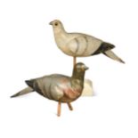 Two carved and polychrome painted pigeon decoys,