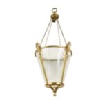 A gilt brass conical shaped hanging lantern, 20th century,