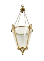A gilt brass conical shaped hanging lantern, 20th century,