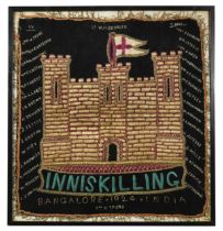 An Indian embroidered "Inniskilling, Bangalore 1924 India" panel,