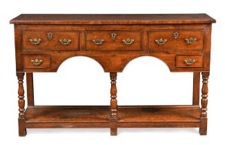 An oak dresser base, late 18th century,