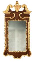 A George II style mahogany and parcel gilt wall mirror,