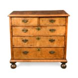 A walnut and boxwood line inlaid chest of drawers, early 18th century,