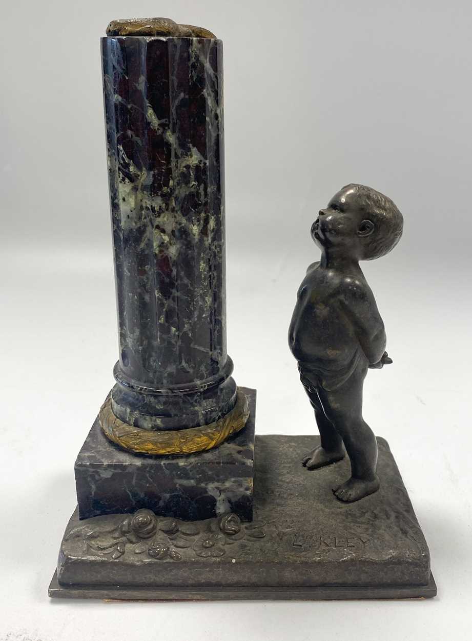 Louis Kley (1833-1911), a small bronze and marble figure group, - Image 2 of 6
