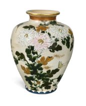 A Japanese Satsuma pottery large chrysanthemum vase, Meiji Period (1868-1912),