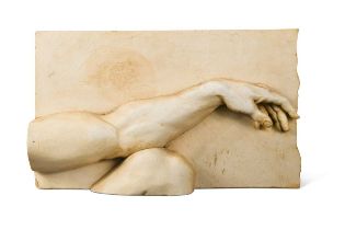 After Michelangelo, a plaster relief of an arm from the Creation of Adam,