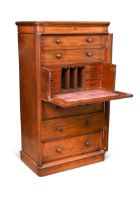 A large Victorian mahogany secretaire Wellington chest,