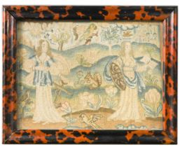 A small Charles II needlework picture, 17th century,