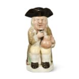 A Ralph Wood '51 Mould' raised glass toby jug, circa 1780,