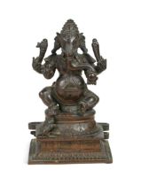 An Indian bronze figure of Ganesh, 19th century,