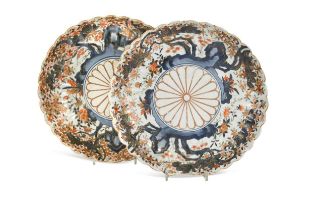 A pair of Japanese Imari, porcelain shallow dishes, Edo Period, late 18th/early 19th century,