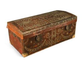 A William & Mary and later studded leather chest,