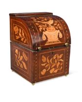 A Dutch floral marquetry inlaid decanter box, 19th century,