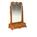 A George I walnut toilet mirror,