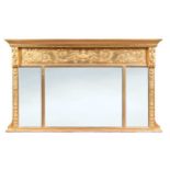A Regency gilt and gesso overmantel mirror,