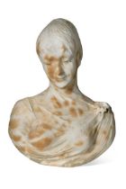 After Cesare Lapini, a marble bust of a veiled woman,