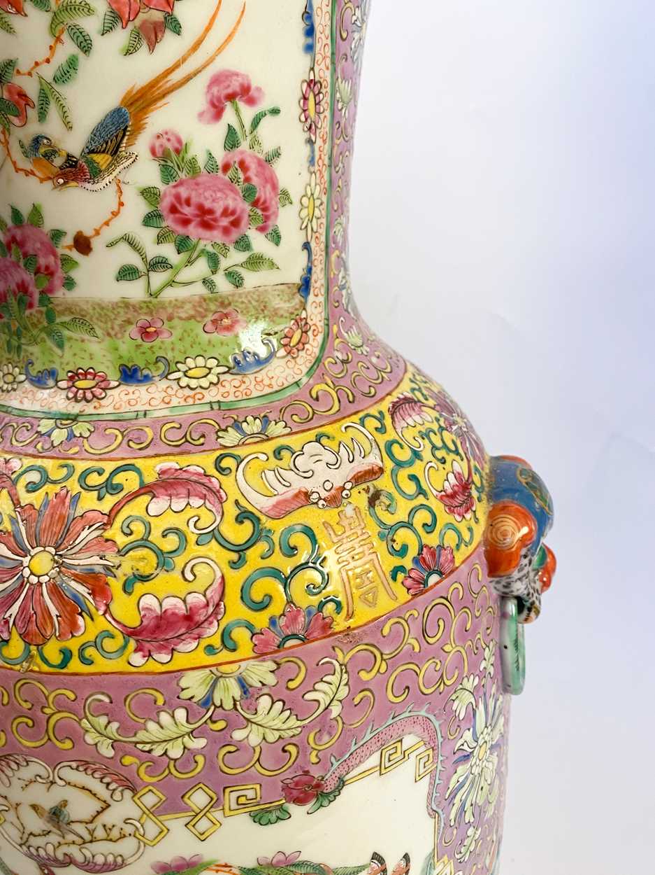A Chinese famille rose porcelain large Canton vase, Qing Dynasty late 19th century, - Image 3 of 6