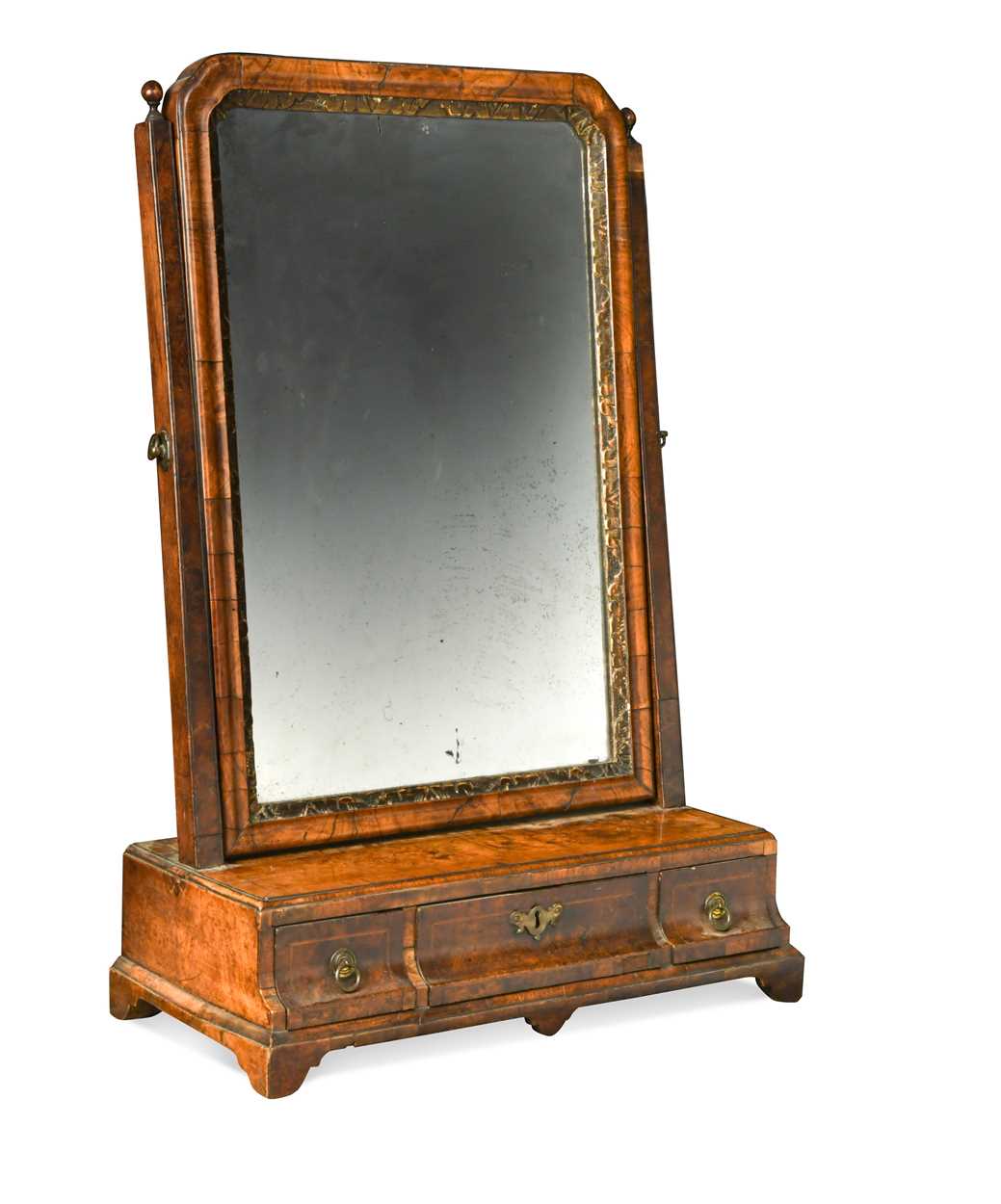 A George II walnut toilet mirror,