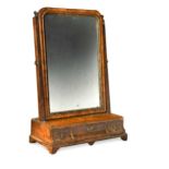 A George II walnut toilet mirror,