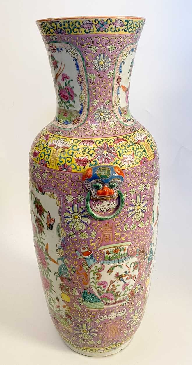 A Chinese famille rose porcelain large Canton vase, Qing Dynasty late 19th century, - Image 2 of 6