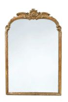 A carved giltwood wall mirror, 19th century,