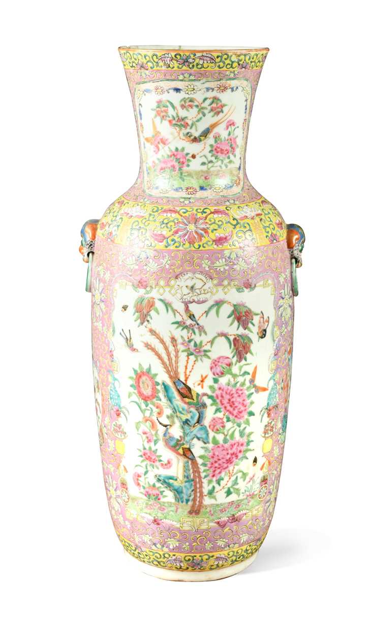 A Chinese famille rose porcelain large Canton vase, Qing Dynasty late 19th century,