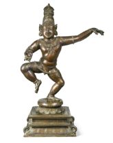 An Indian bronze figure of the young Shiva dancing, 19th century,